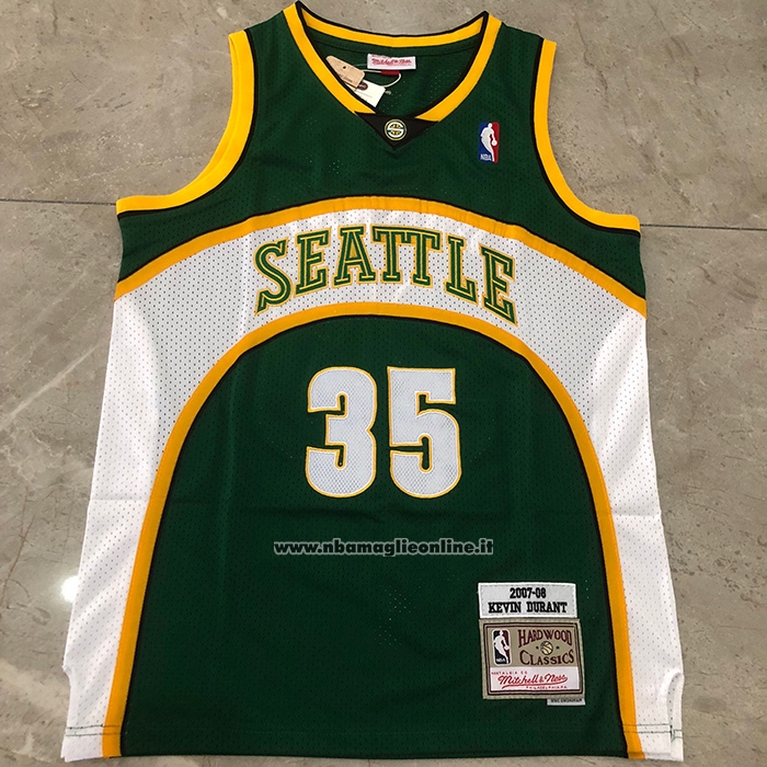 Maglia Seattle Supersonics Kevin Durant No 35 Mitchell & Ness 2007-08 Verde